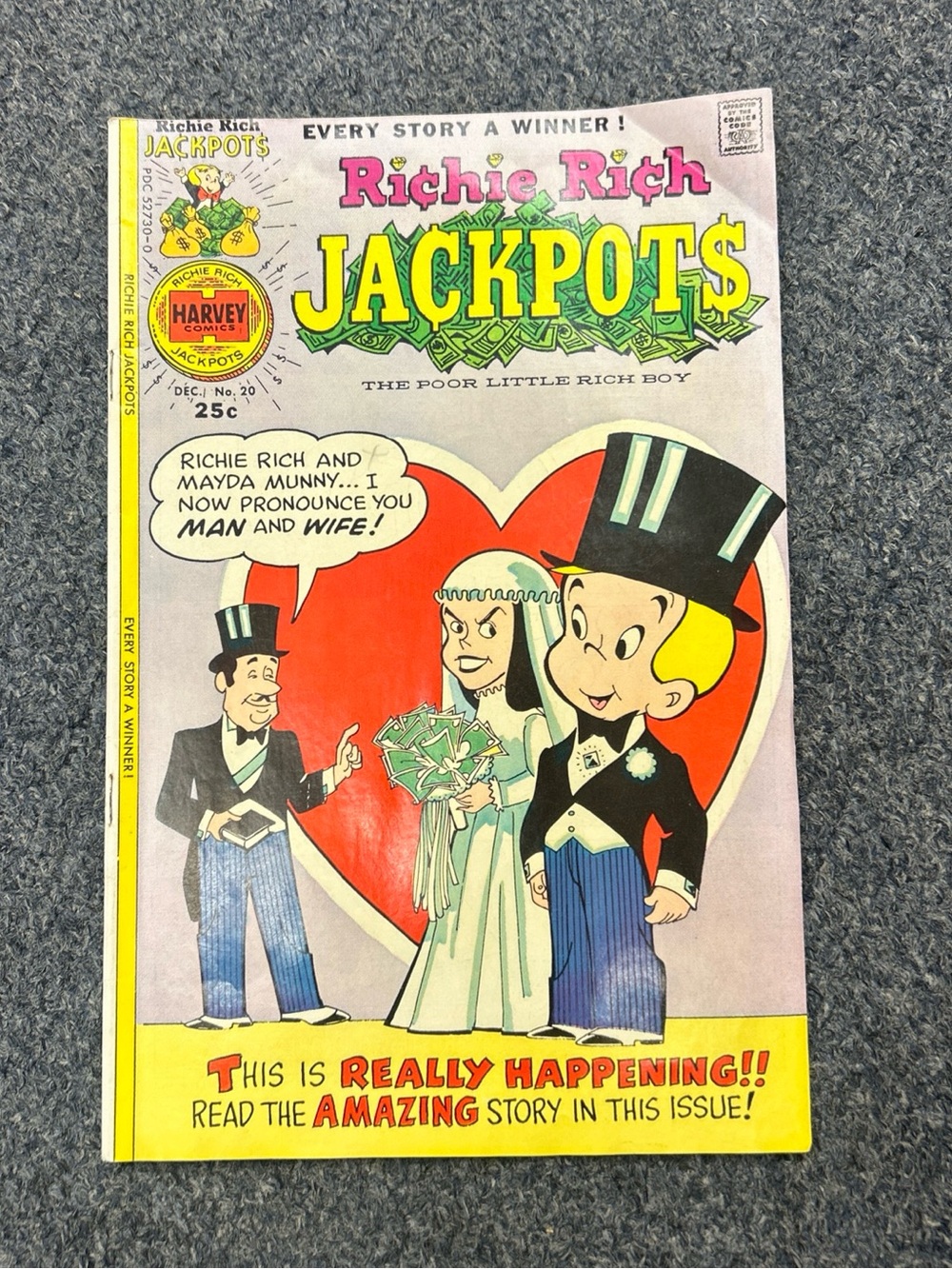 Richie Rich Jackpots Comic Book #20- Bright Yellow & Red Cover